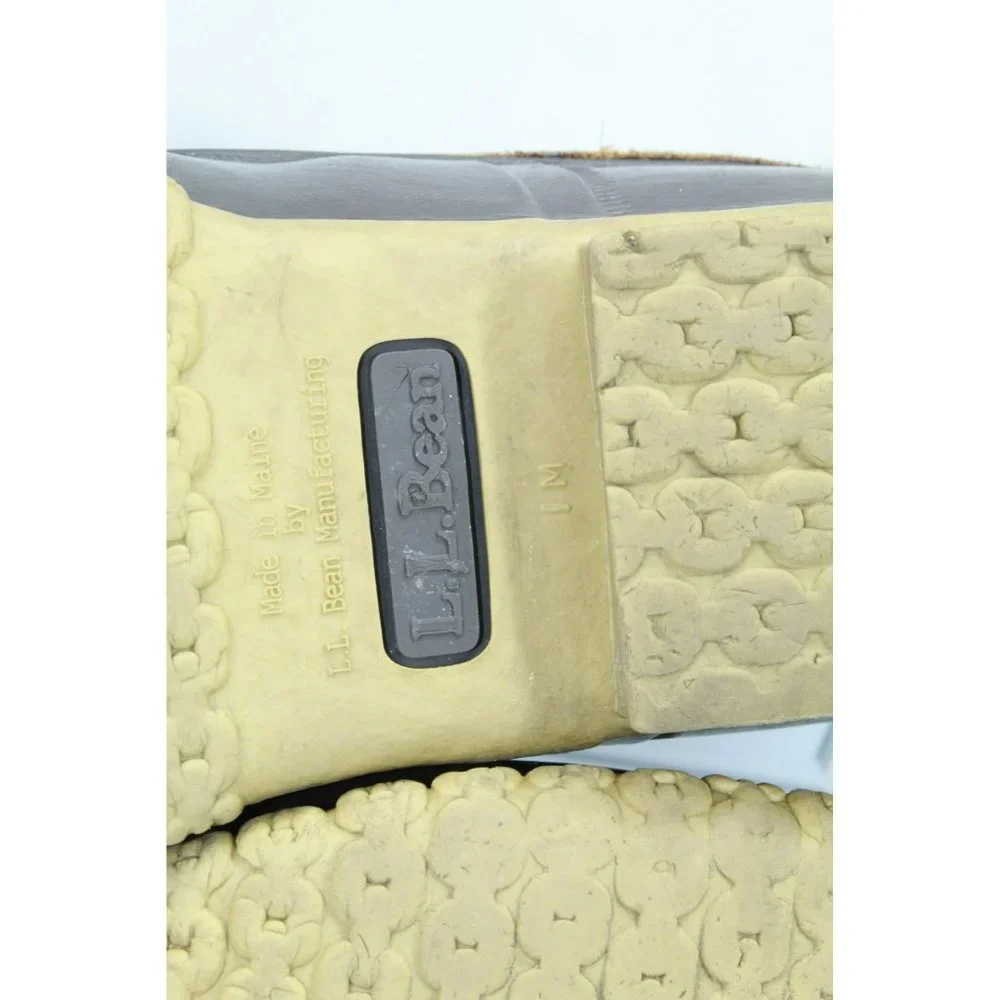 LL Bean Brown Leather Insulated Waterproof Ankle Duck Boots Size 10 M - Picture 9 of 10